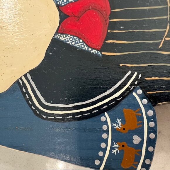 Vintage Wooden Christmas Figurines, Hand Made and Hand Painted Folk Art - 12" - Picture 11 of 14